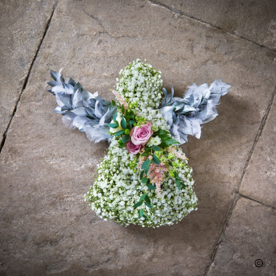 Angel - Another angel made in heaven, this tiny angel made of frothy gypsophila with feather wings and a rose heart, will support you at this overwhelming time.