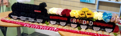 Stream Train Tribute funeral Dad Grandad Son wreath posy pillow - Stream train funeral tribute