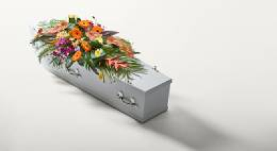 Exotic Coffin Spray - A beautiful celebration of a bright and beautiful life.  Our modern, vibrant coffin spray breaks from tradition, replacing muted tones with a rich explosion of bold, colorful bloom
