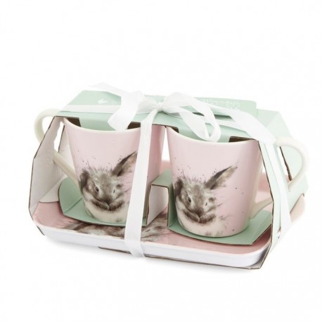 'Bathtime' rabbit mug and tray set